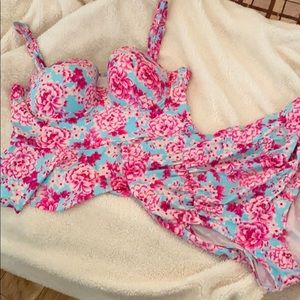 Pink and Blue Floral Torrid Tankini